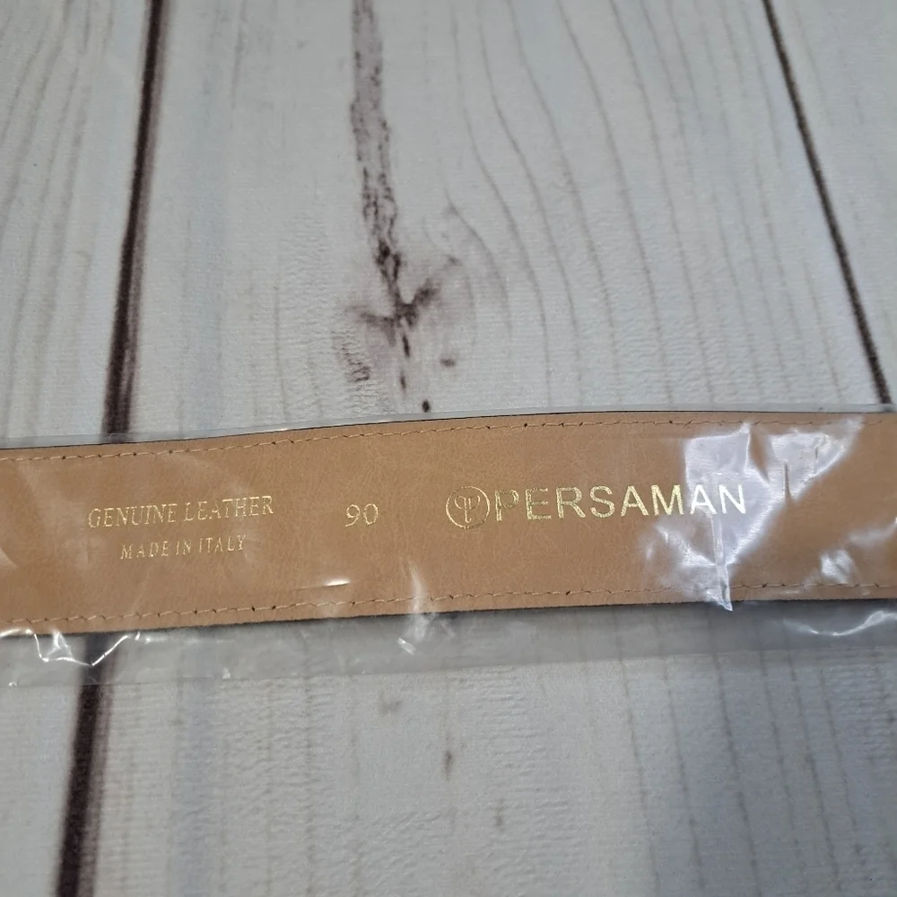 Persaman Hailey Belt Leather Square Buckle Size Medium 90cm
